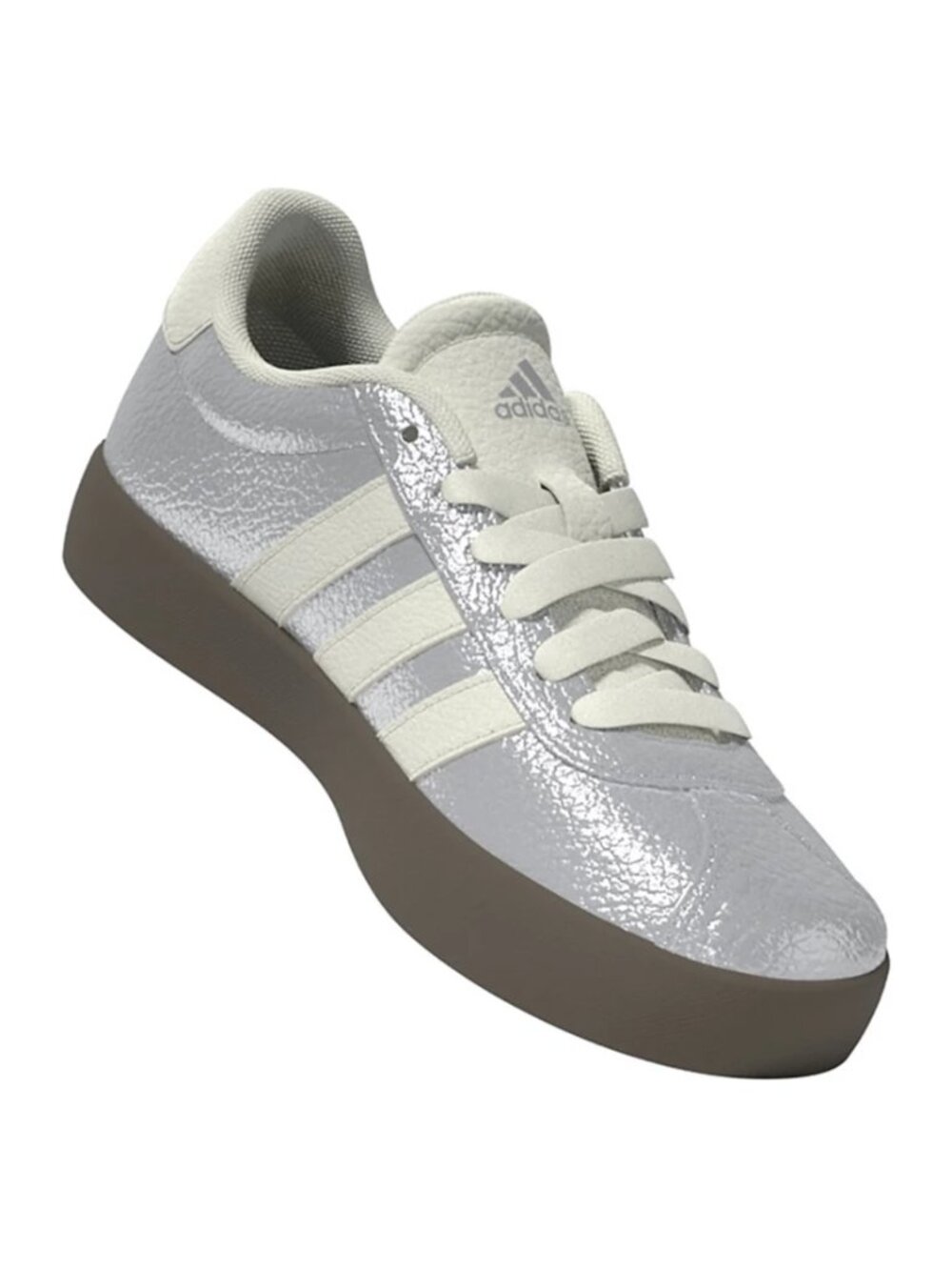 NEW! Adidas VL Court 3.0 Metallic Silver Sneakers